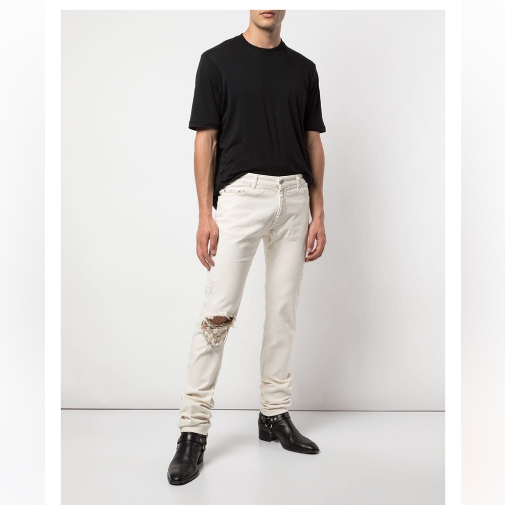 Men’s Alchemist Johnny Distressed Skinny Jeans in Winter White